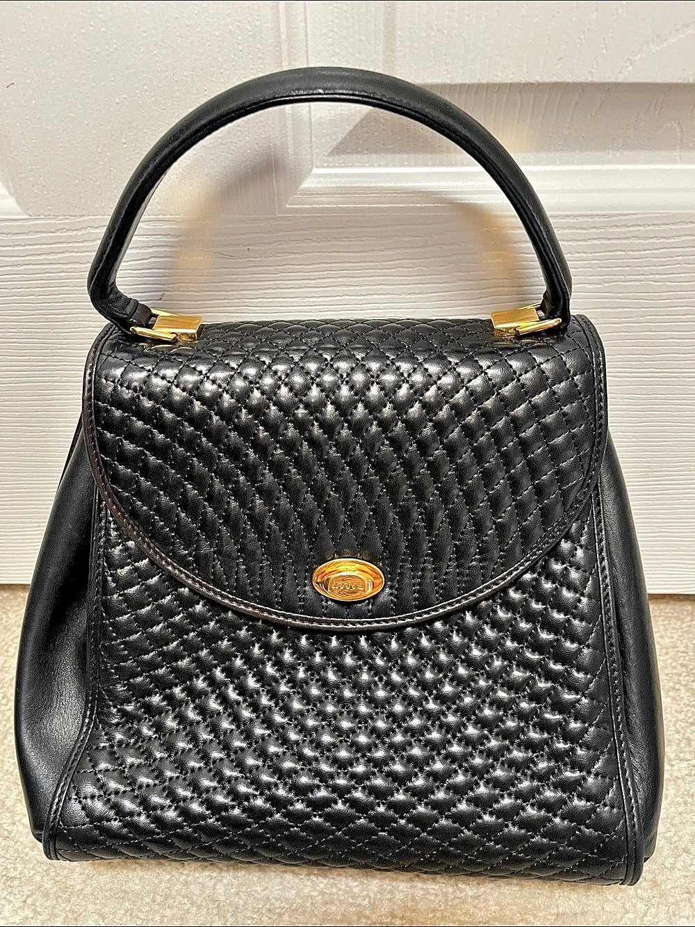 Bally Quilted Leather Shoulder Mini Bag in Black